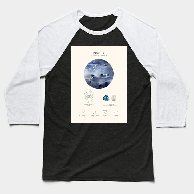 Pisces - Astrology Baseball T-Shirt by Art Consulate